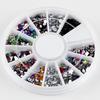 Mix Sizes Black 3D Nail Art  S Acrylic Flatback Nail Tips Sticker Decoration Wheel DIY