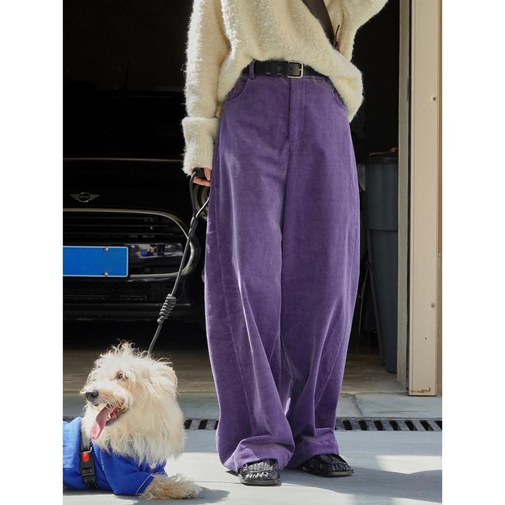 Johnature Winter Korean Version Corduroy Casual Pants Simple Straight Leg Loose Thermal Pants Women Thick