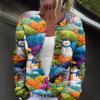 Women's Fashion Christmas Print Long Sleeve Knitted Cardigan Button Jacket