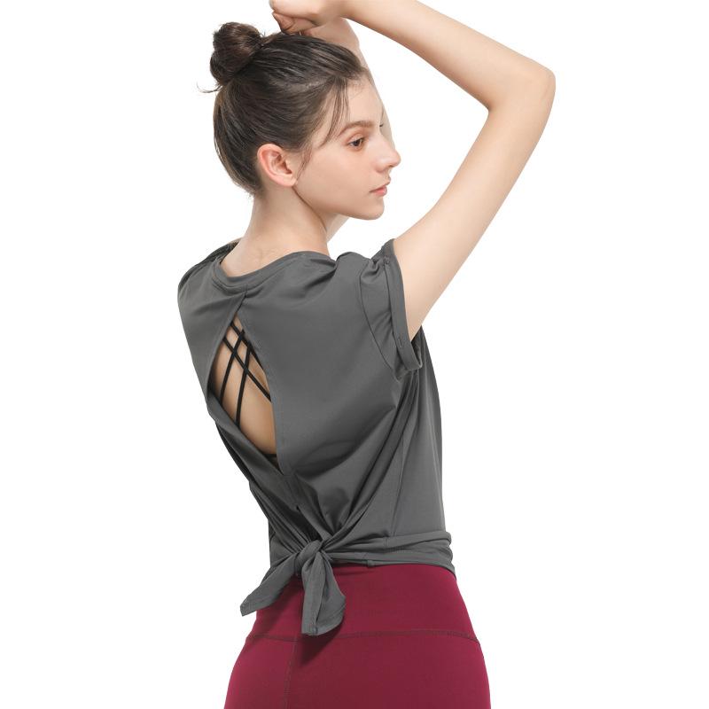 Women's Quick-Dry Sports T-shirt with Stylish Back Design for Yoga and Fitness