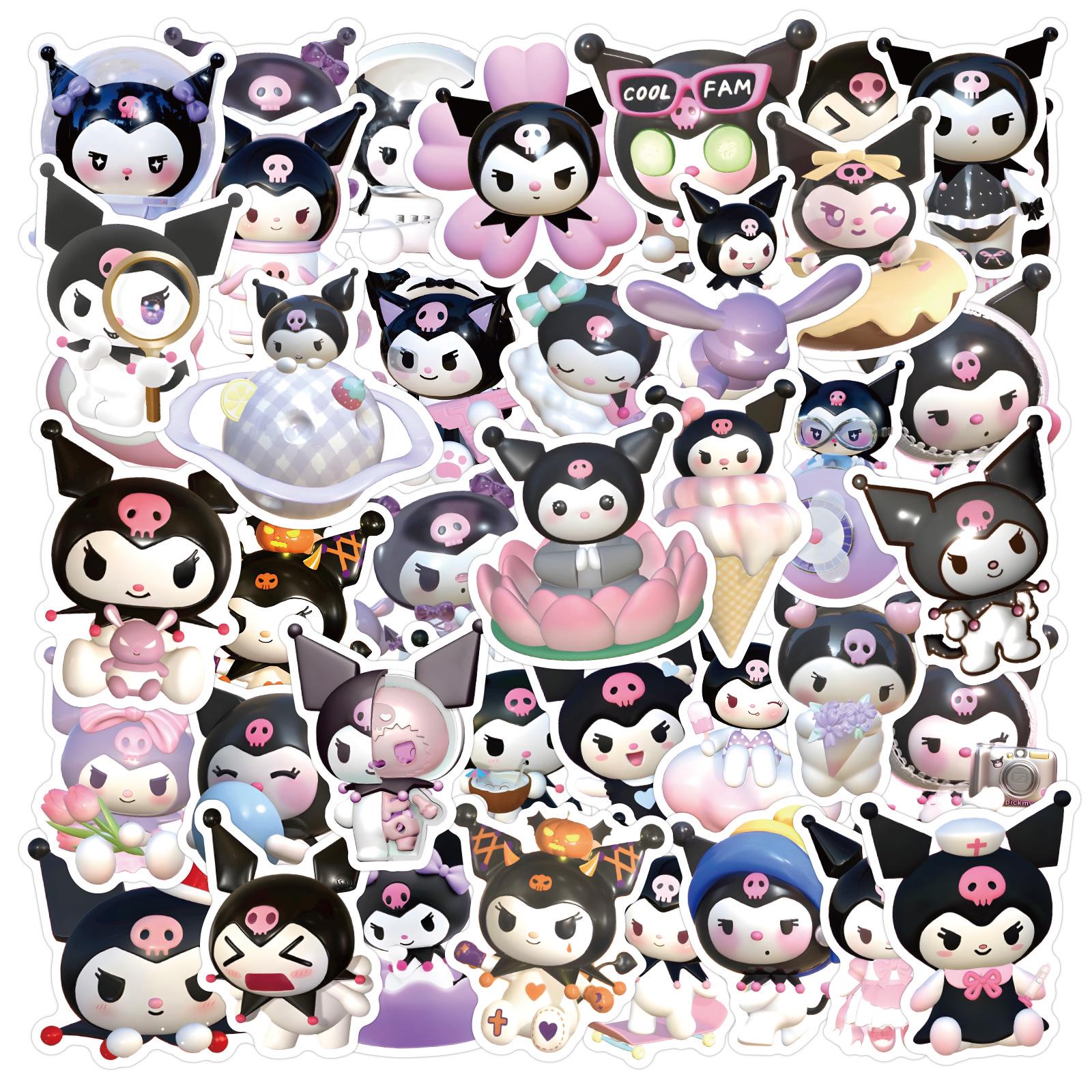 50pcs Kuromi 3D Cartoon Graffiti Stickers for Suitcase, Water Bottle, Notebook - DIY Creative Stickers.