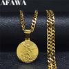 Archangel Saint Michael Stainless Steel Chain Necklace for Women/Men Gold Color Pendant Necklaces Jewelry Colier Homme NK62S02