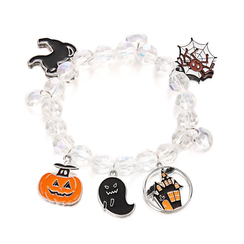Halloween Funny Pumpkin Ghost Bracelet For Women Black Bat Spider Web Hat Metal Chain Bangles Hip Hop Punk Festival Jewelry Gift