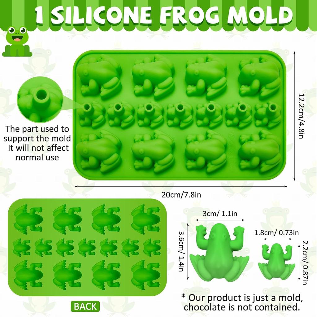 Domensi Silicone Frog Chocolate Mold Candy Molds Passover Jelly Ice Tray in Fun 10 Plagues Frog Shape for Birthday, Wizard Party, Cake Decoration