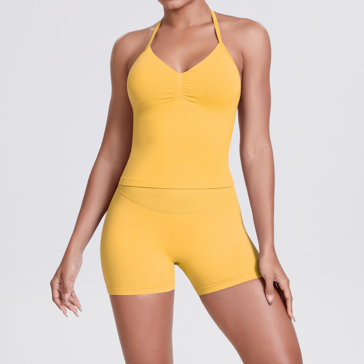 

JYL Yoga Shorts Trousers Suit 2024 Seamless Knit High Waist Hip Lifting Pants XL razzmic беррі кольору