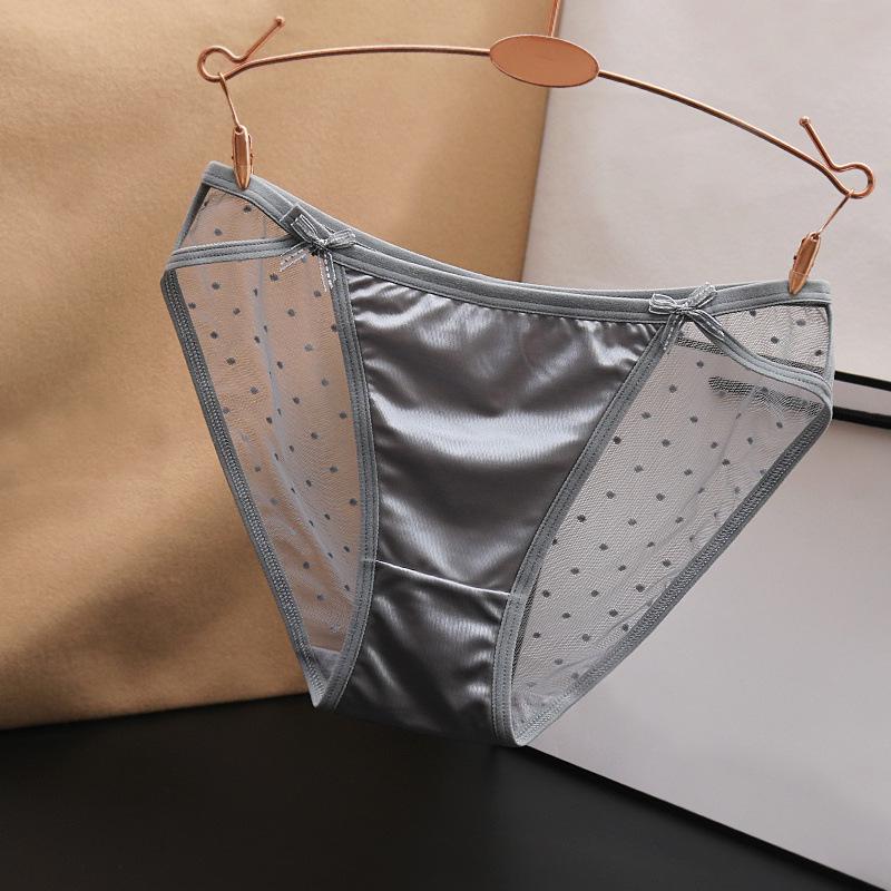 Large Sexy Seamless Low Waist Mesh Panties for Women - Silky Satin with Cotton Crotch