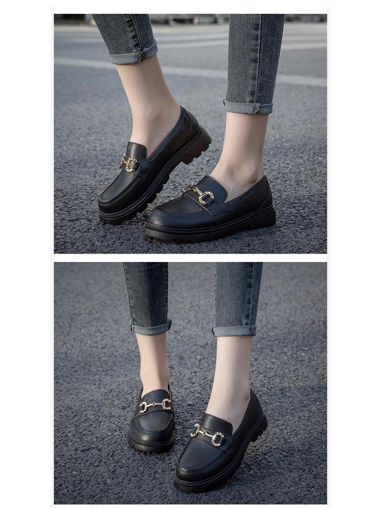 Women's Classic Waterproof Non-Slip Loafers: Thick Sole, Wear-Resistant, British & Korean Style Rain Shoes for Students