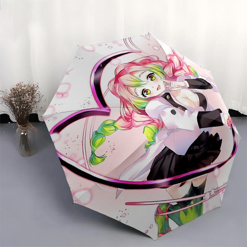 1pc Rainbow Hair Anime Girl Outdoor Umbrella - Automatic Opening/Closing, Portable 3-Fold Design, 8-Bone Iron Frame, Perfect Gift for Fans, Trave