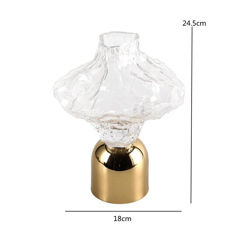 Irregular Semi Transparent Glass Vase, Geometric Flower Arrangement, Glass Container, Living Room Decoration Metal Vase