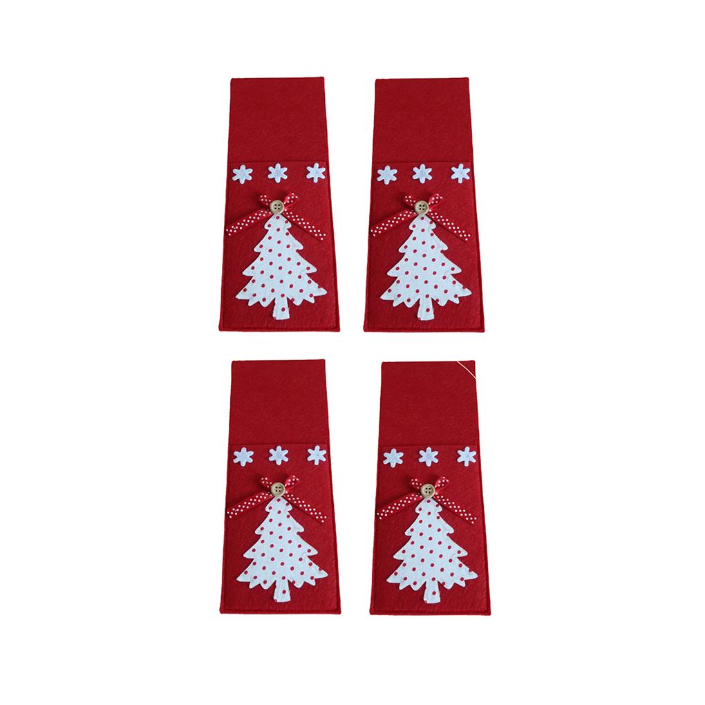 4 Pieces/Set Christmas Tree Dinnerware Holder Bag Cutlery Storage Pouch Decoration Organizer Fork Spoon Festival Party