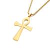 Vintage Anka Cross Necklace, Ancient Egyptian Life Talisman Glossy Titanium Steel Couple Pendant