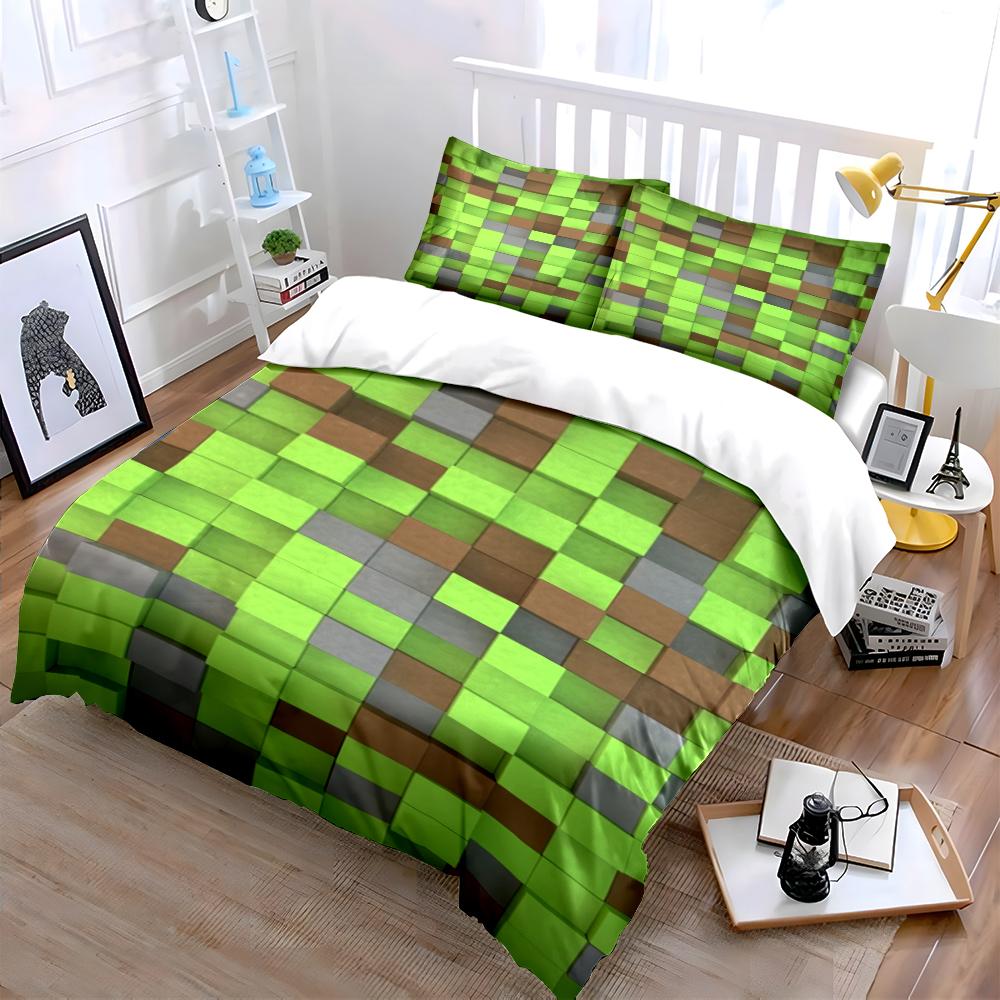 Green Pixelated Pattern Bedding Set Bedding set (1 duvet cover, 2 pillowcases, duvet not included)