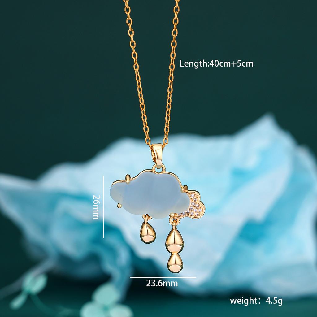 Fashion Zircon Resin Cloud Pendant Necklace for Women Girls Stainless Steel Chain Sweet Cute Party Accessories Jewelry Gifts