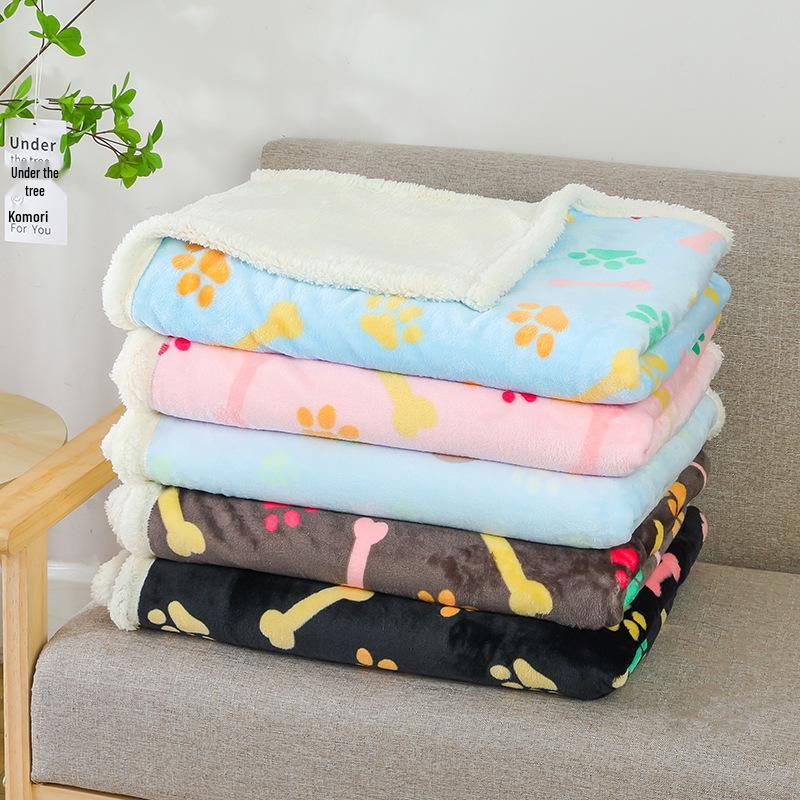 Flannel Sherpa Thickened Double-Layer Pet Blanket and Dog Bed Mat