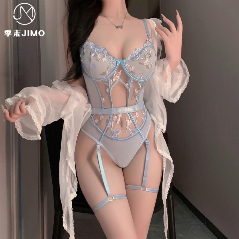 Sexy Underwear Original Lace with Leg Rings Onesie Heavy Industry Embroidery Flowers Pure Desire Perspective