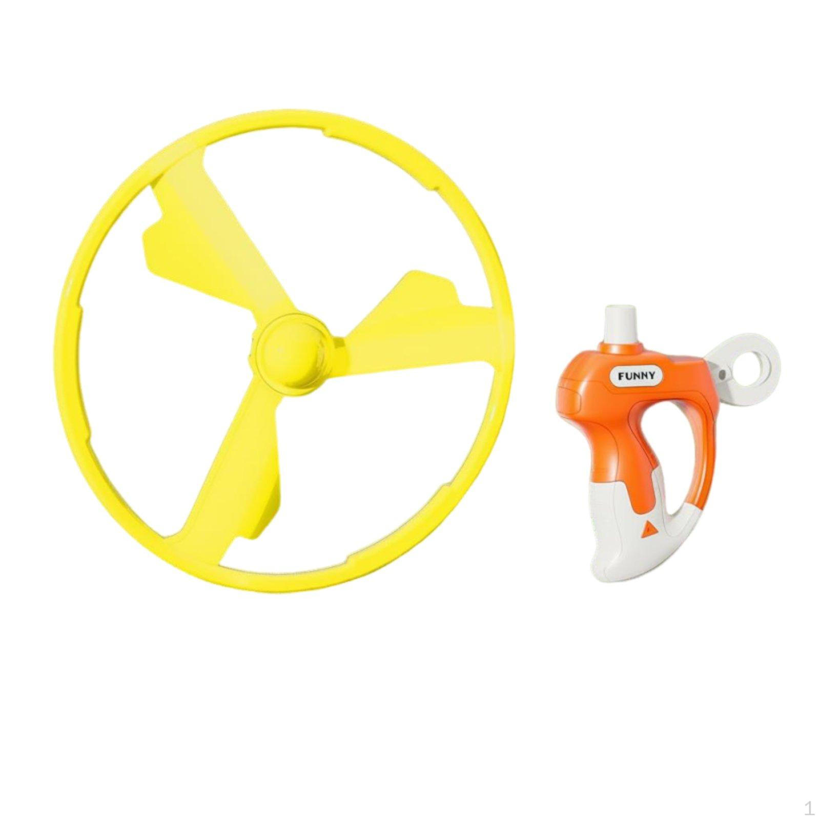 Soaring Disc Launcher Easy to Operate Pull String Flying Toy High and Far Rotating Saucer