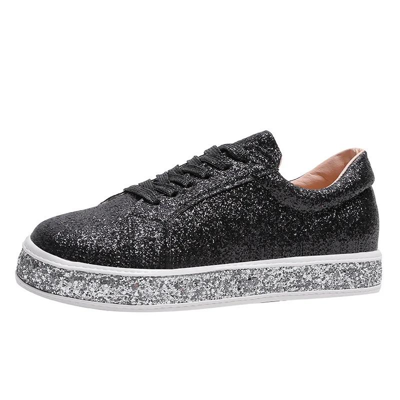 Fashion Sequins Women Vulcanize Shoes Platform Sneakers Crystal Bling Shoes Girl Flats Glitter Casual Sneaker Female Breathable Shoe