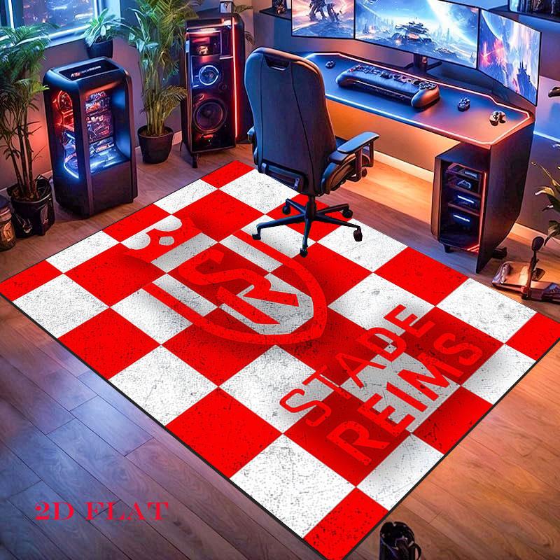 Stade de Reims poster Carpet Rug for Living Room Bedroom Home Sofa Decoration,Kids play Nonslip Floor Mat
