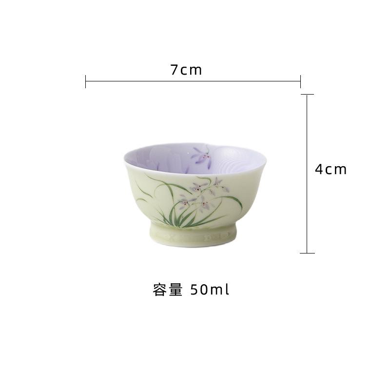 

2pc/lot Hand-painted Orchid Teacup Boutique Tea Bowl Tea Cup Set Tea-tasting Fragrance Cup Jianzhan Master Cups Teaware 50ml