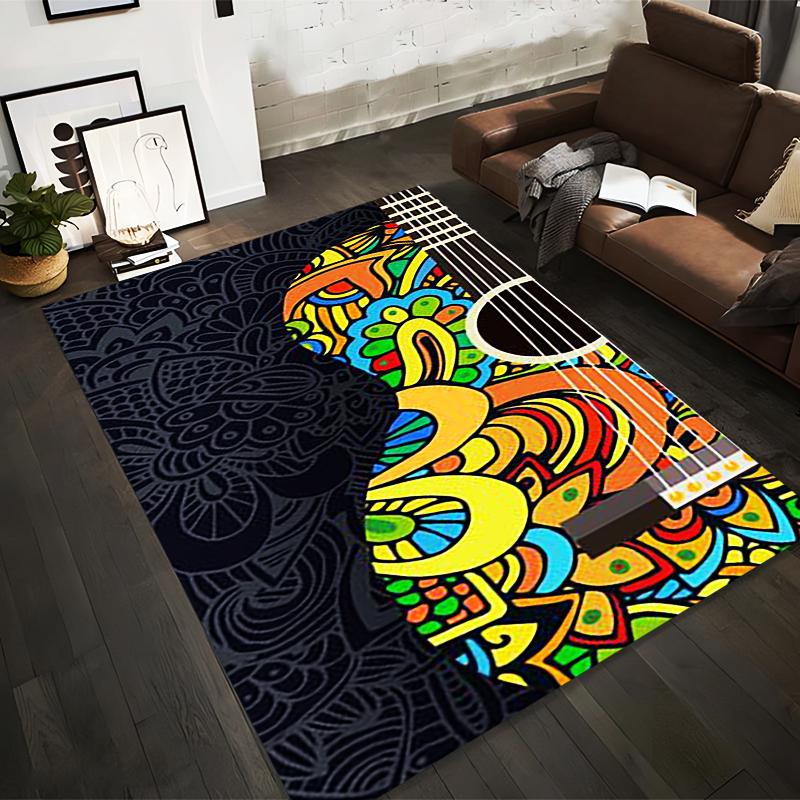 

Colorful Abstract Guitar Pattern Carpet for Home Decoration, Music Style Suitable for use as an anti-slip for living room bedroom sofas 40x60cm( 15x23in )