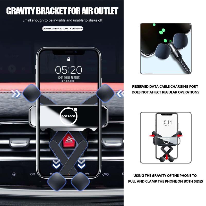 Universal Car Air Vent Gravity Phone Holder Accessories For Volvo XC90 XC60 C30 S60 C70 XC40 V40 XC70 V70 V60 S80 S90 HL9