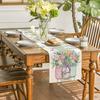 Floral Table Runner Spring Summer Linen Watercolor Flowers Plants Table Runner Machine Washable Table Protector for Home Farmhouse Dinner Party