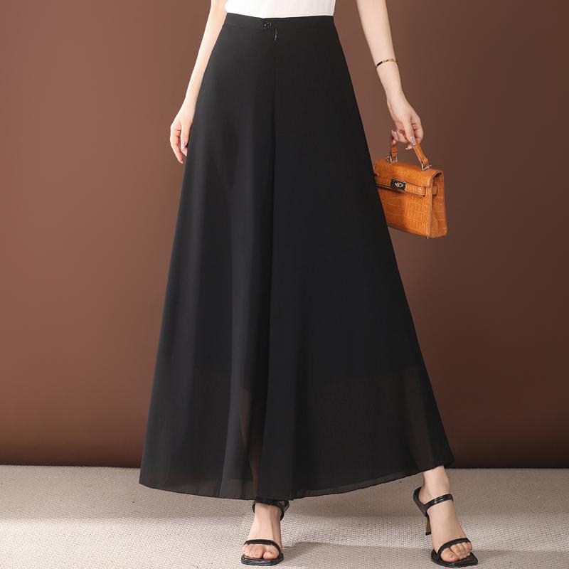 Elegant Summer Chiffon Pants Women Fashion Casual High Waist Wide Leg Pants Vintage Clothes