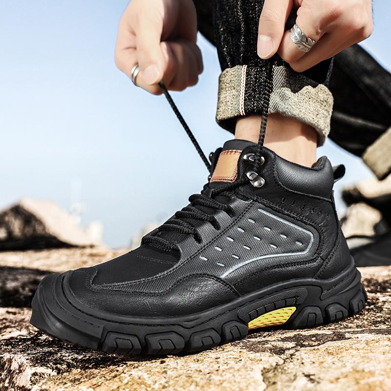 Genuine Leather Men Shoes Sneakers Waterproof Outdoor Men Boots Comfortable Men Walking Hiking Shoes