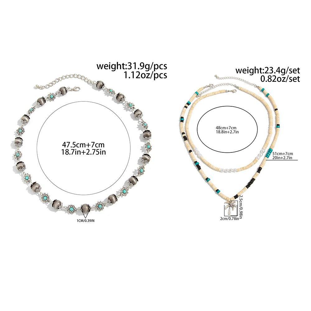 Hip Hop Coconut Tree Pendant Choker Silver Rhinestone Flower Necklace Coconut Husk Necklace Women