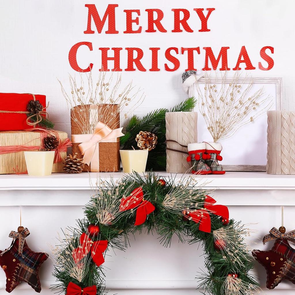 2Pcs Christmas Decoration Artificial Flowers Glitter Berrie Christmas Tree Ornaments for Home Decor New Year 2026 Party Supplies