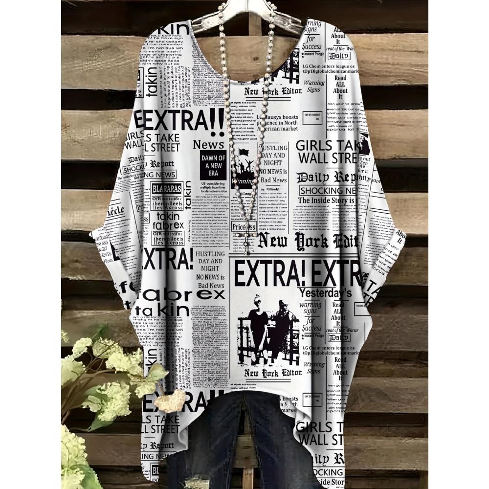 Camiseta Nueva de Verano Llimit para Mujer Elegante Vacaciones Gráfico Geométrico Simple Manga Corta Camiseta Moda Callejera Cuello Redondo Ropa de Mujer