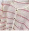 Korean Style Striped Hollow Loose Knit Sweater for Women – 2026 Long Sleeve Lightweight Inner Layer