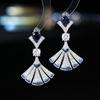 Women's Light Luxury Design Elegant Fan-Shaped Earrings Zircon Fashion Versatile Niche Design Sense Long Earrings
