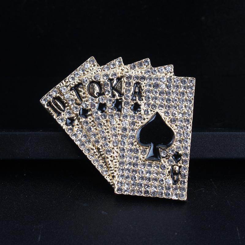 Fashion Trend Personality High-end Exquisite Simple Creative Rhinestones Flush Playing Cards Brooches