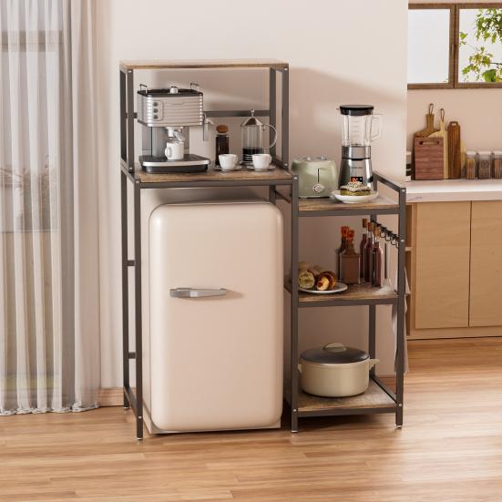 Kitchen Storage Rack Rack Mini Fridge Stand with Shelves 5-Tier Coffee Bar Table Cabinet Microwave Baker Utility Shelf for Dorm Small Bakers