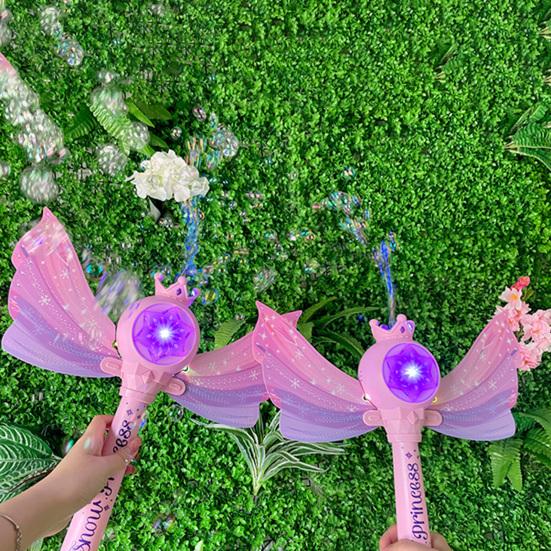 130ml Seifenblasenmaschine Wunderbare Musik Abnehmbare Angeregte Flügel Elektrisch Auslaufsicher Unterhaltung ABS Kleine Fee Schmetterling Seifenblasenstab Sommerspielzeug