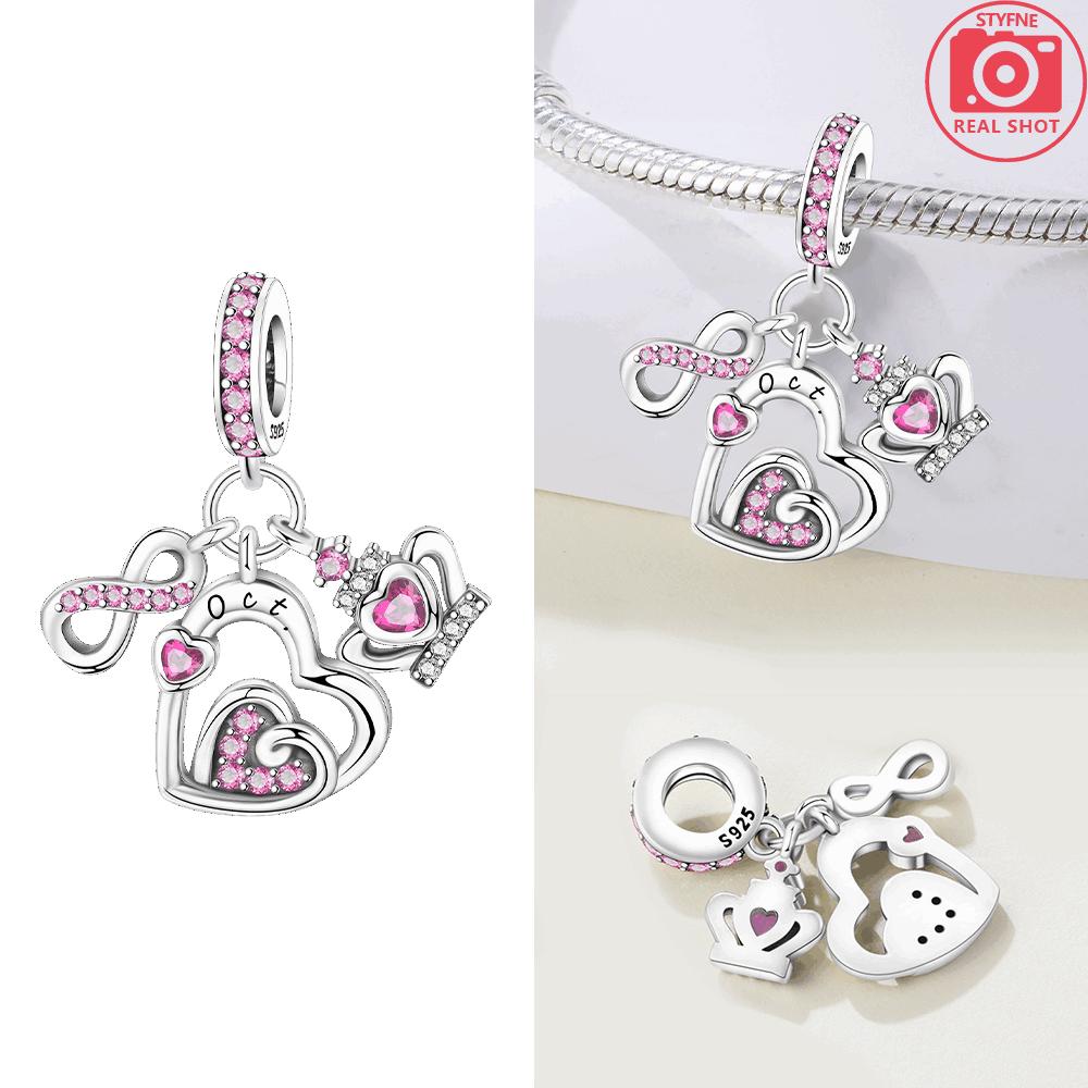 Original Copper Orange Birthstone Pendant Purple Zirconium Infinite Love Collection Bead Fit Bracelet Gift Women Diy Jewelry