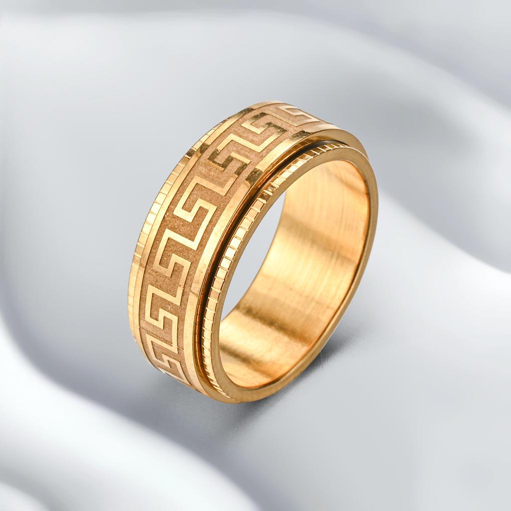 Men's Couple Rotating Great Wall Pattern Chinese Style Simple Time-changing Ring