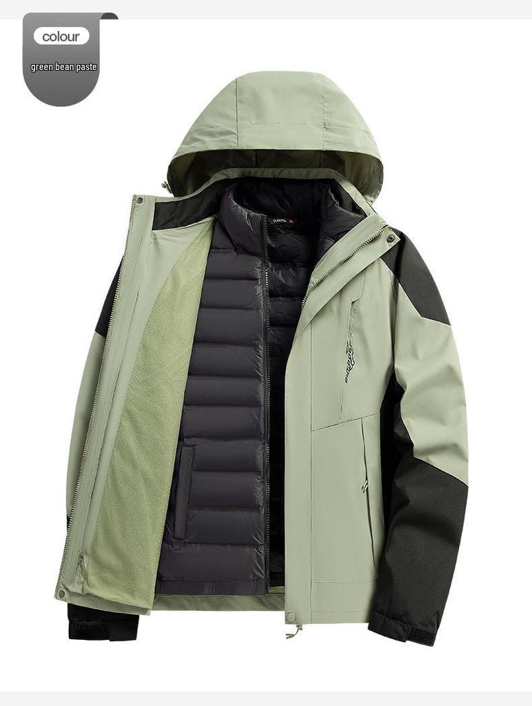 Women's Camel HJCAMEL 3-in-1 Windproof Down Jacket - Thick Winter Mountaineering Suit & Windbreaker Coat