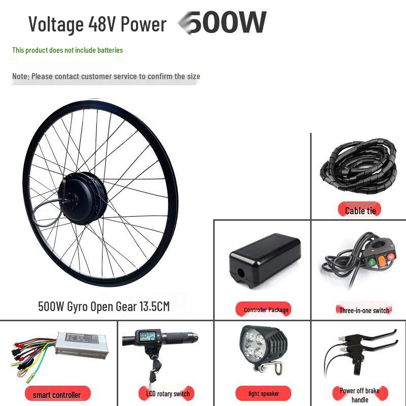 48V Electric Pedal Assist Mountain Bike Conversion Kit, 500W/750W Rear Drive, High-Speed Climbing Motor