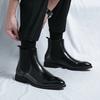 2026 Bottines Chelsea de Luxe pour Homme Nouvelles Chaussures Carrées à Semelle Rouge pour l'Extérieur Chaussures à Bout Carré Faits à la Main Bottines Cheville Business pour Homme Bottes habillées