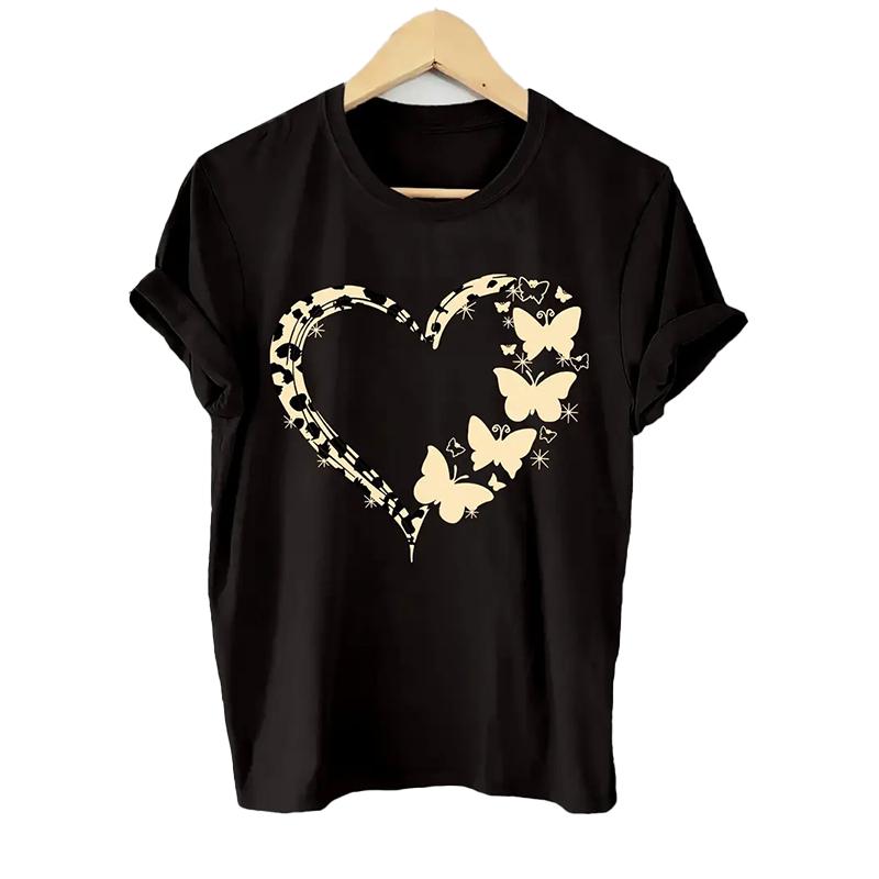 

Женская летняя футболка Ретро мода Футболки с коротким рукавом Повседневные классические топы с принтом 8XL белый