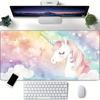 Tappetino per Mouse Grande Unicorno Arcobaleno 900x400x3MM Base in Gomma Antiscivolo Tappetino da Scrivania per Tastiera e Computer Accessori da Gioco Ufficio