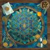 Sacred Geometry Flower of Life Tarot Tablecloth Sun Moon Starry Sky Divination Mat Golden Universe Altar Cloth