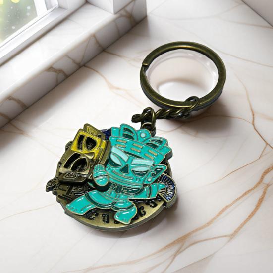 Face Change Keychain Sanxingdui Museum Authentic Bronze Face Design Keyring Retro Style Decorative Accessory