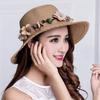 1 Pcs Wreath StrawHat Summer Sun Ladies Elegant Hat Female Vintage Hats Straw Beach Hat Flower String Woman Sunshade Caps