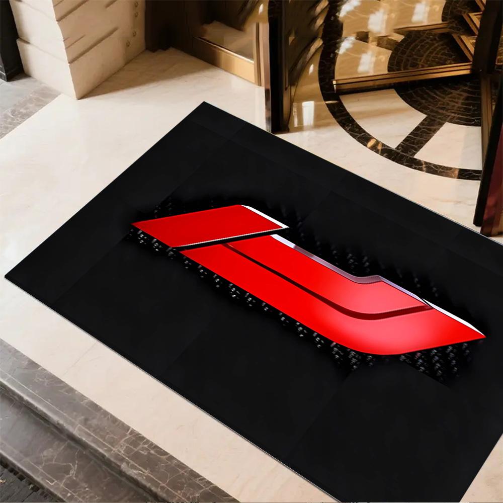 Bold White Logo Design Floor Mat Perfect for Foyer Living Rooms Outdoor Bedrooms Antislip Carpet Office Home Decor Spiritual Gift