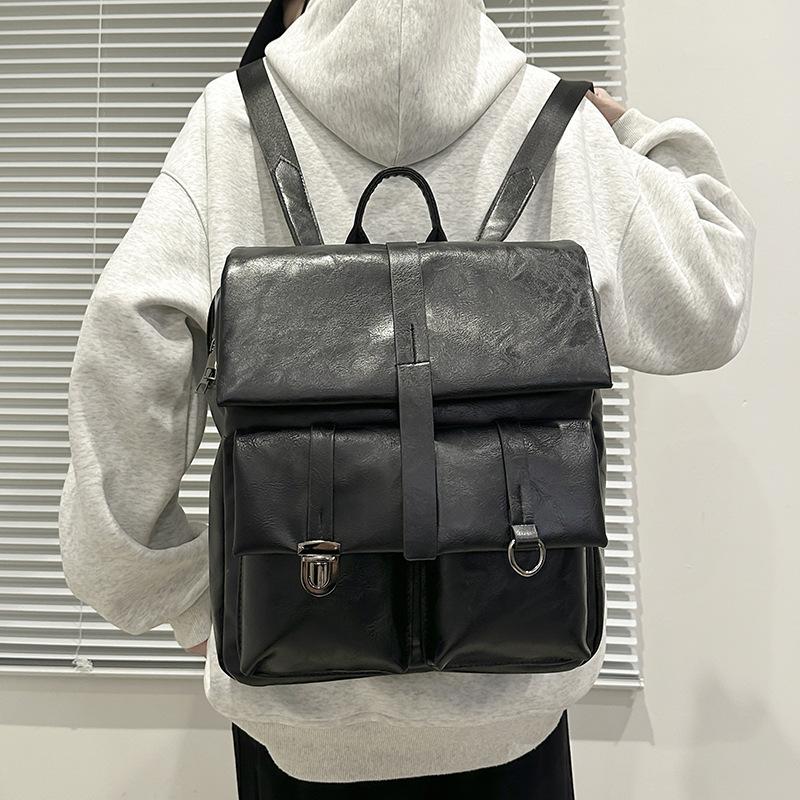 Schoolbag leather travel bag new backpack anti-theft calfskin backpack European and American retro large-capacity autumn and winter bag spot