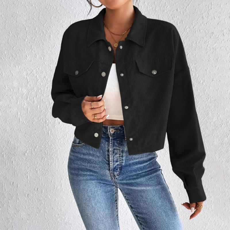 2024 Europe Autumn/Winter Women's Casual Short Lapel Corduroy Jacket