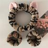 1set Elastic Women Shower Hairband & Wristband Cute Kitten Plush Face Wash Hairband Home Makeup Headband Wristband